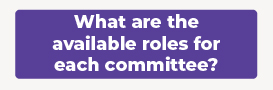 What are the available roles for each committee button, white text on purple background