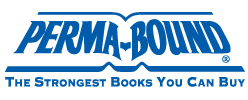 Perma-Bound Logo with blue text and blue text below The Strongest Books You Can Buy